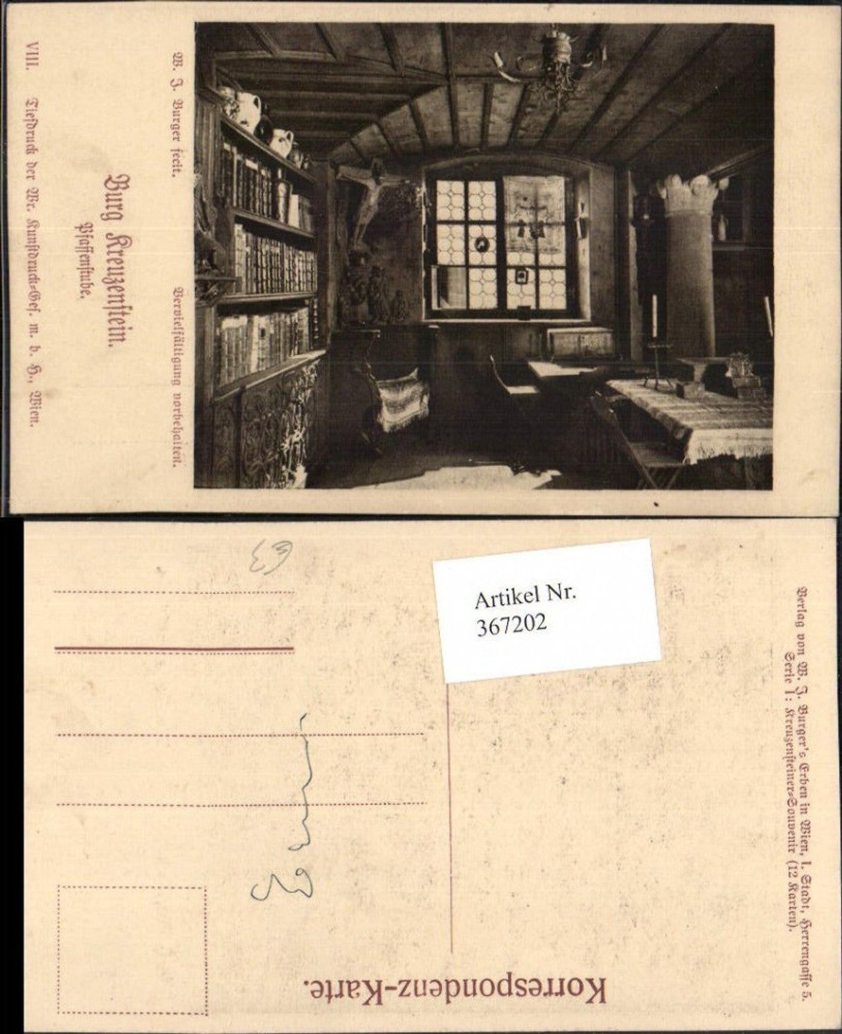 367202,Burg Kreuzenstein b. Leobendorf Pfaffenstube Innenansicht