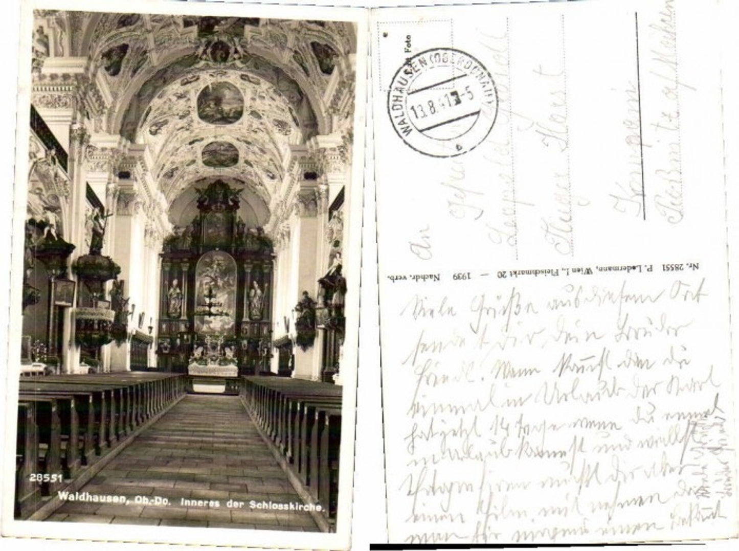 65922, Waldhausen Interior of the castle church 1939