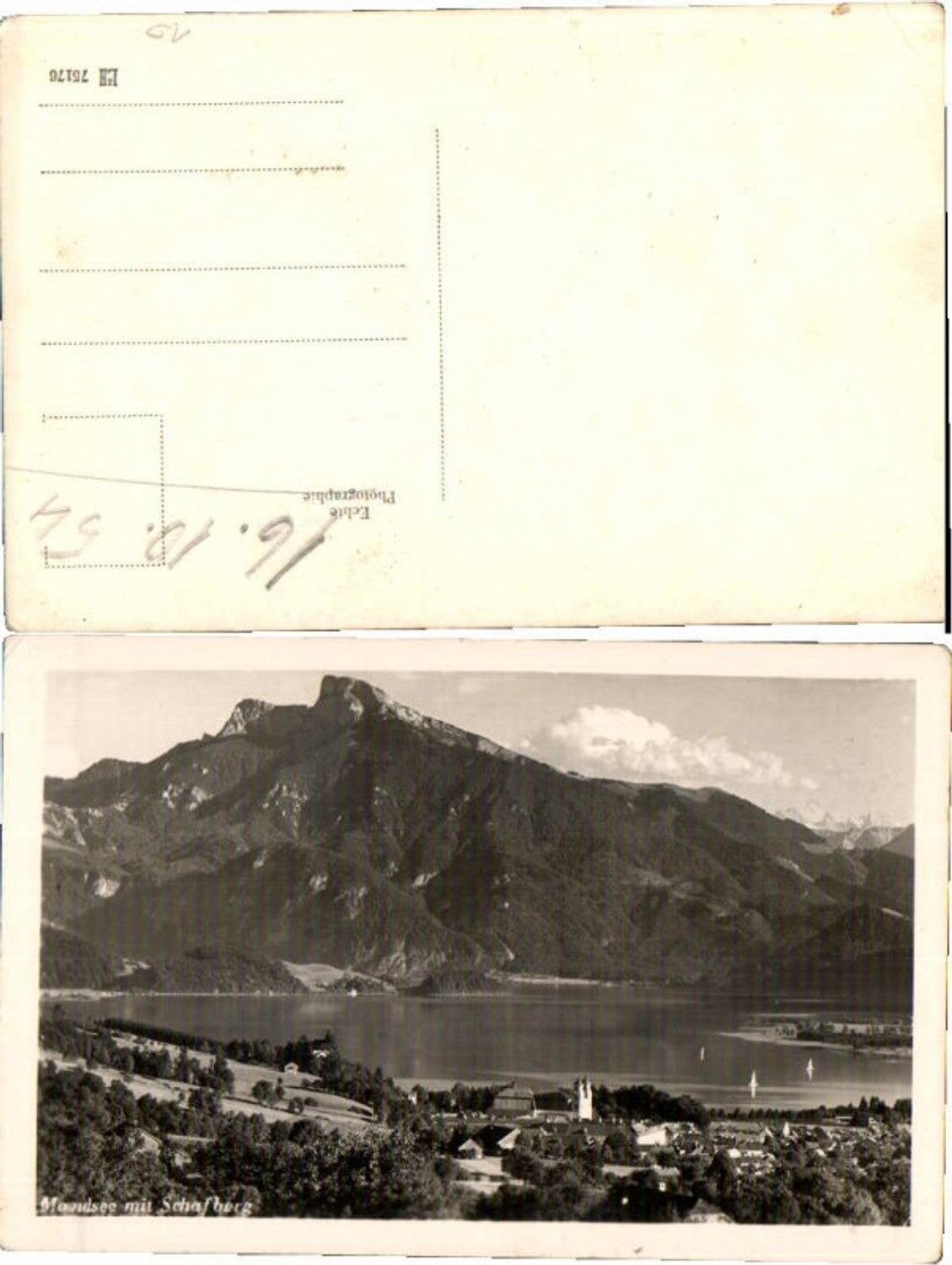65958, Mondsee with Schafberg 1950