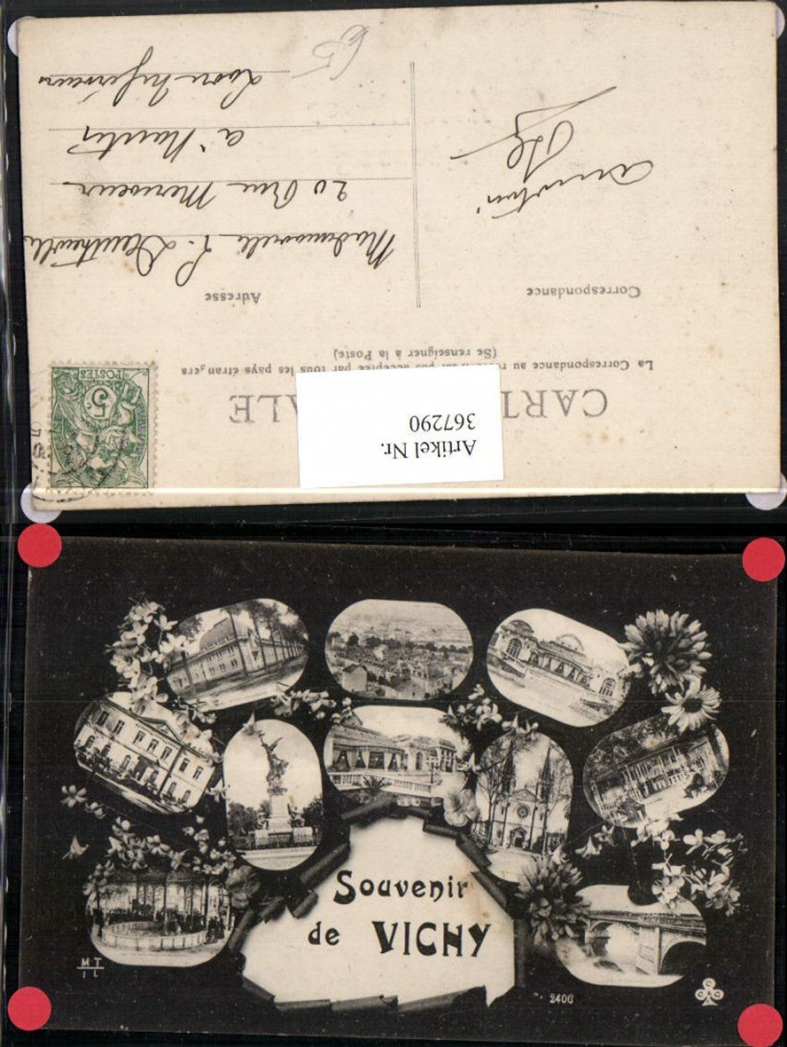 367290,Auvergne Allier Vichy Totale Kurhaus Denkmal Brücke Mehrbildkarte