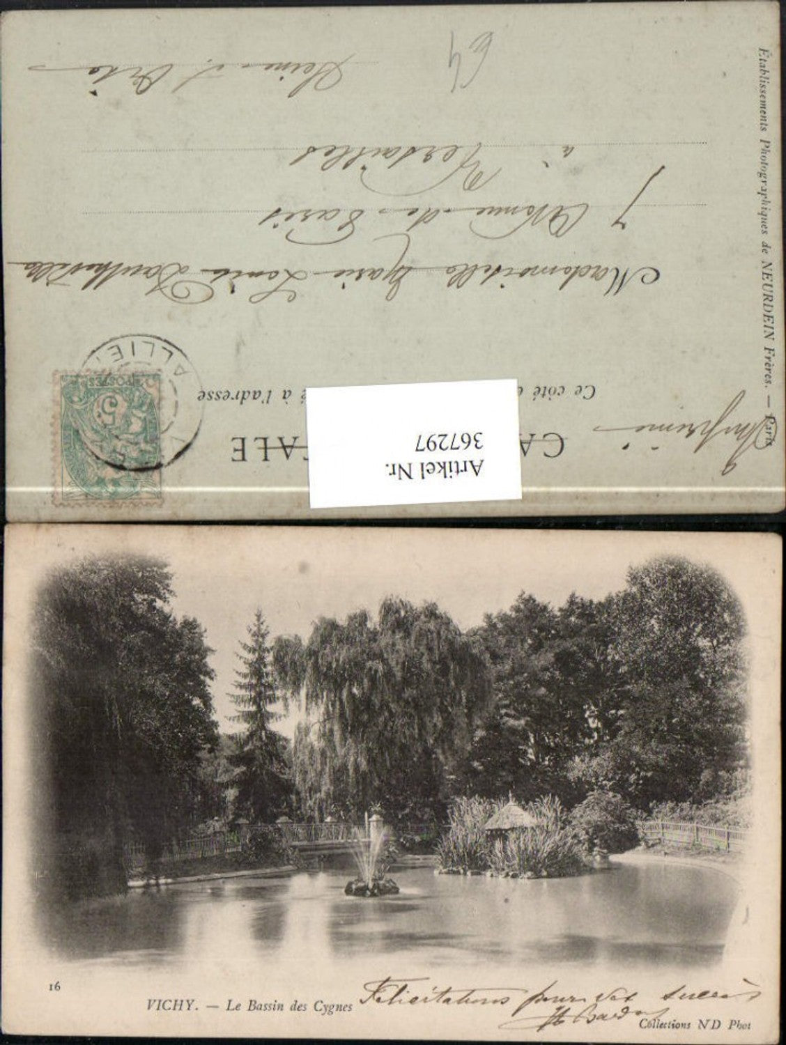 367297,Auvergne Allier Vichy Le Bassin des Cygnes Wasserbecken