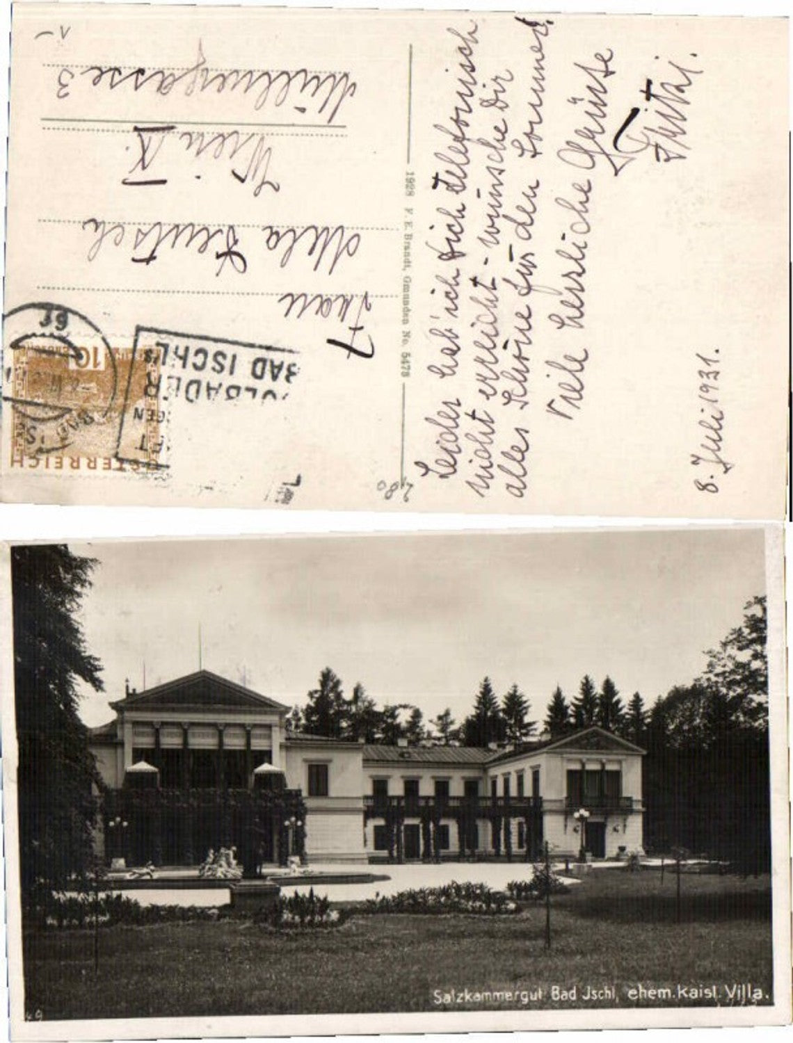 65978,Bad Ischl Kaiserliche Villa 1928 pub Brandt 5473