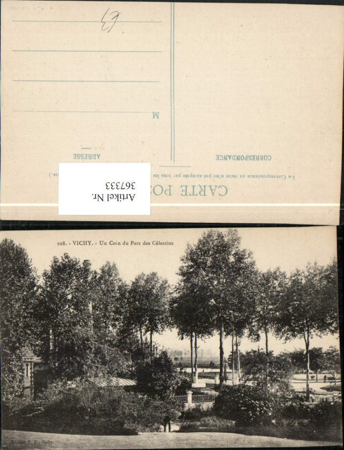 367333,Auvergne Allier Vichy Un Coin du Parc des Celestins