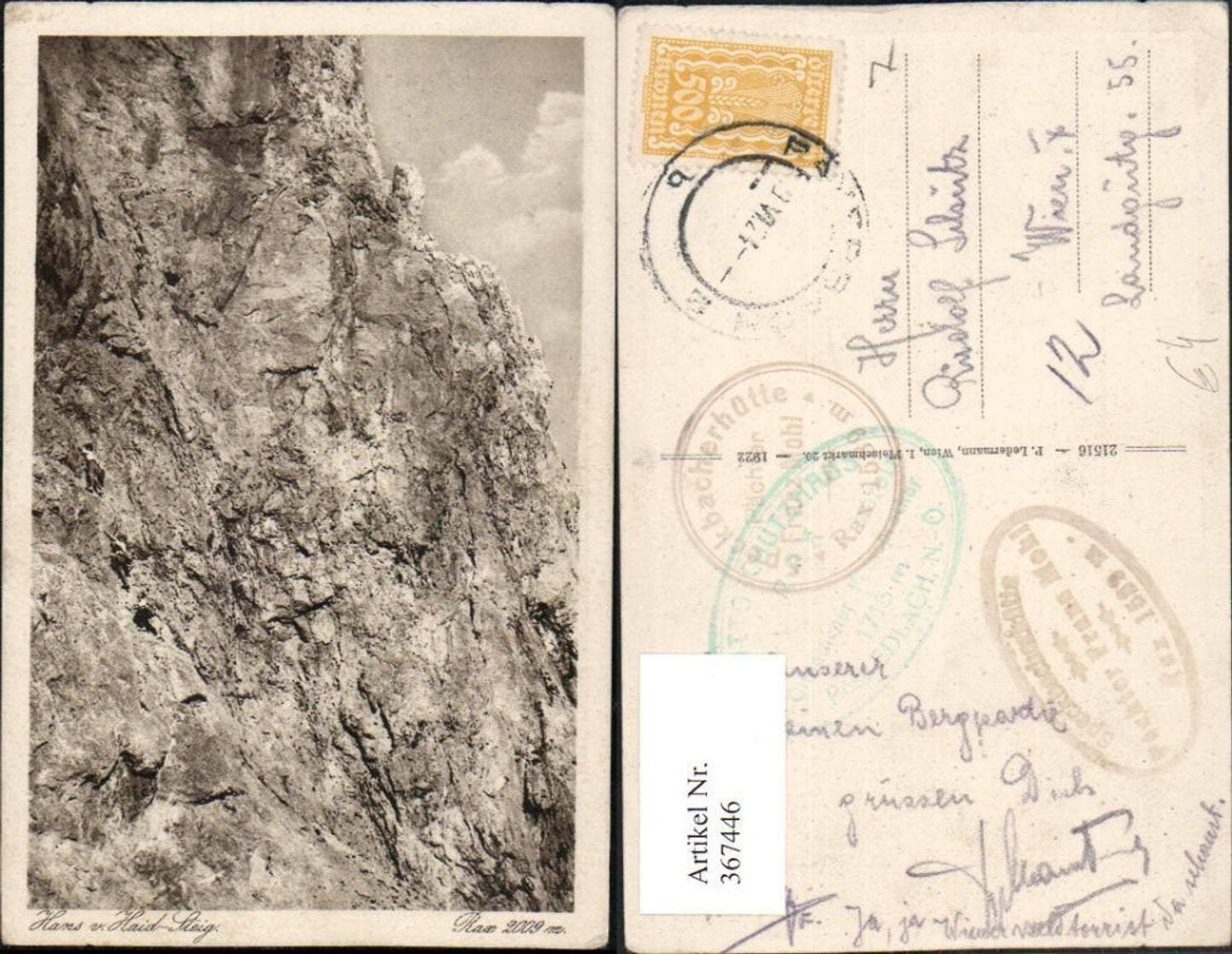 367446,Rax Hans v. Haid-Steig b. Prein Felswand Kletterer