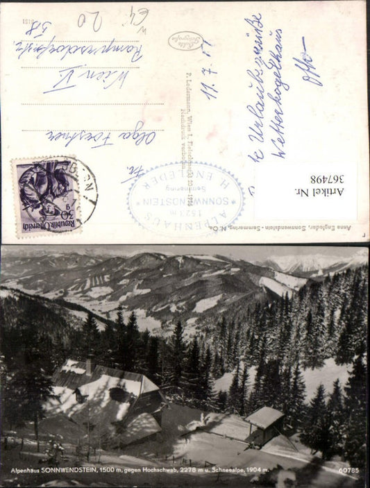 367498,Sonnwendstein b. Semmering geg. Hochschwab u. Schneealpe Bergkulisse Winterbild