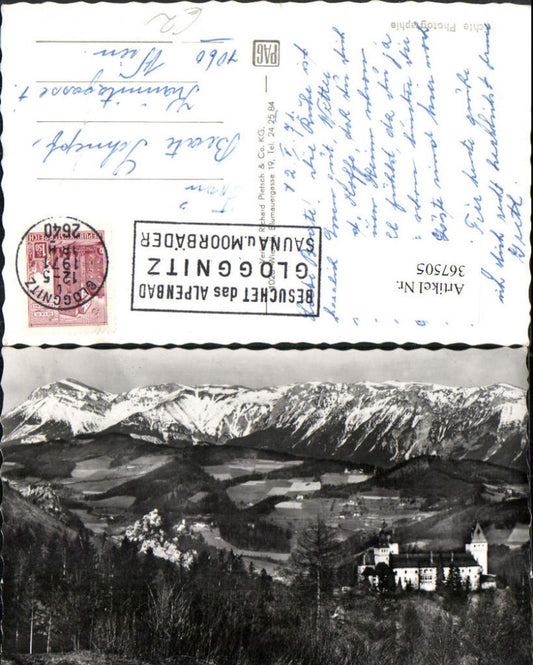 367505,Schloss Wartenstein b. Gloggnitz geg. Rax Bergkulisse