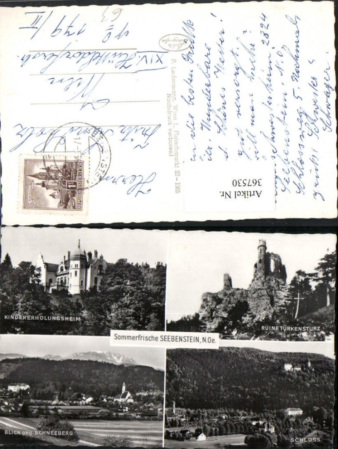 367530,Seebenstein Totale Schloss Kindererholungsheim Ruine Türkensturz Mehrbildkarte