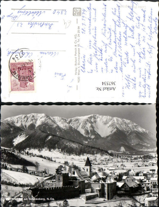 367534,Puchberg am Schneeberg Teilansicht Kirche Bergkulisse Winterbild