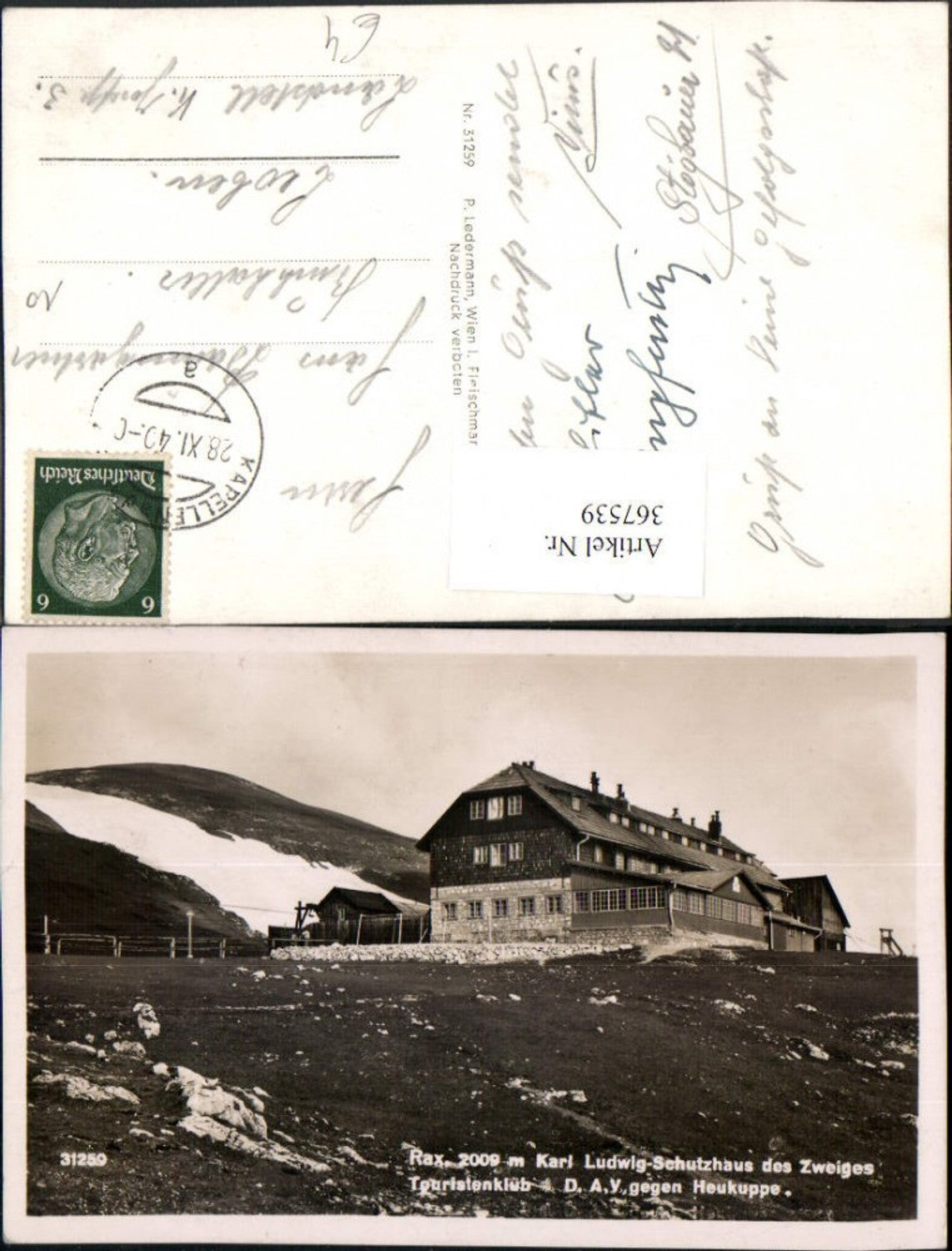 367539,Rax Karl Ludwig-Schutzhaus Berghütte b. Prein geg. Heukuppe