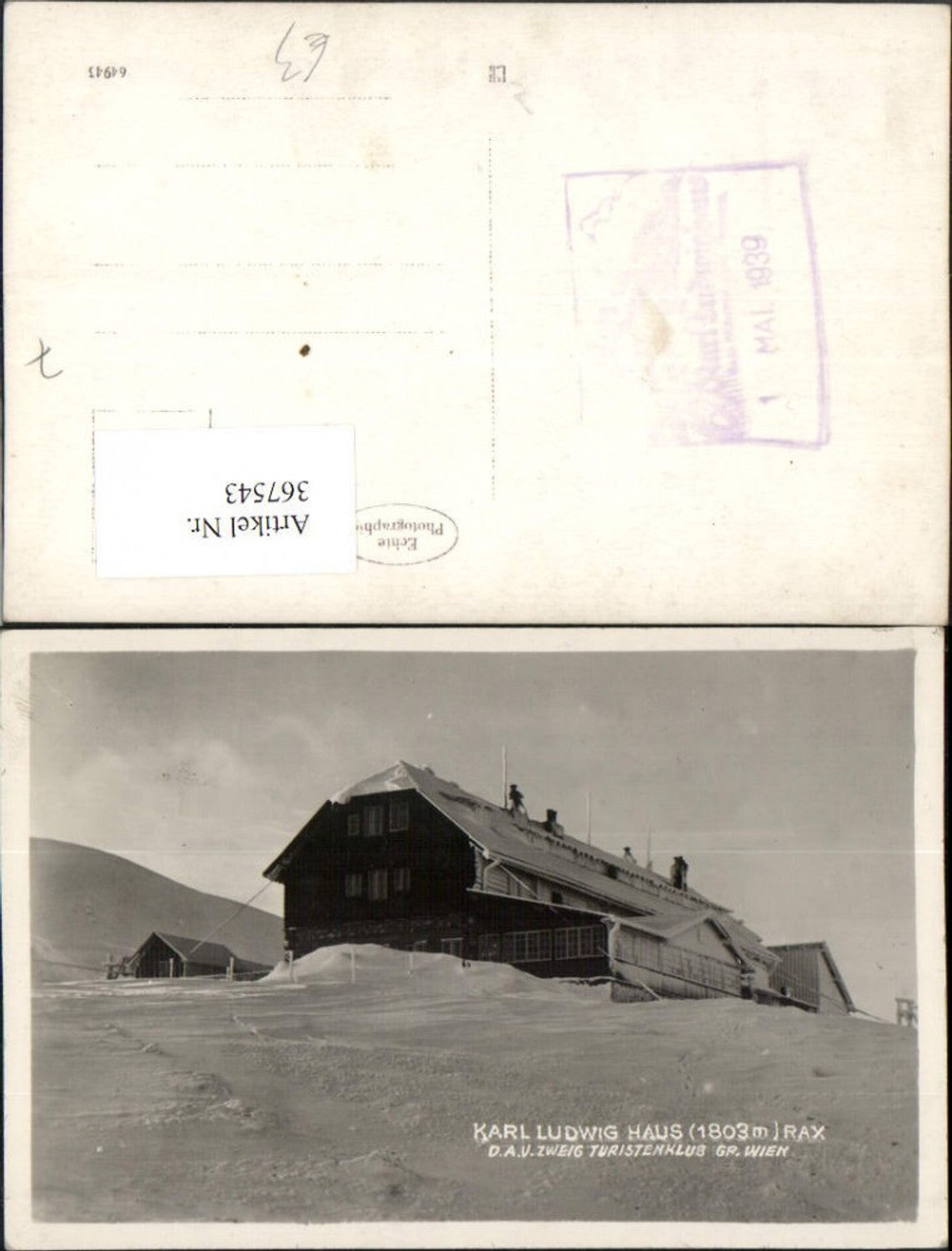 367543,Rax Karl Ludwig-Haus Berghütte b. Prein Winterbild