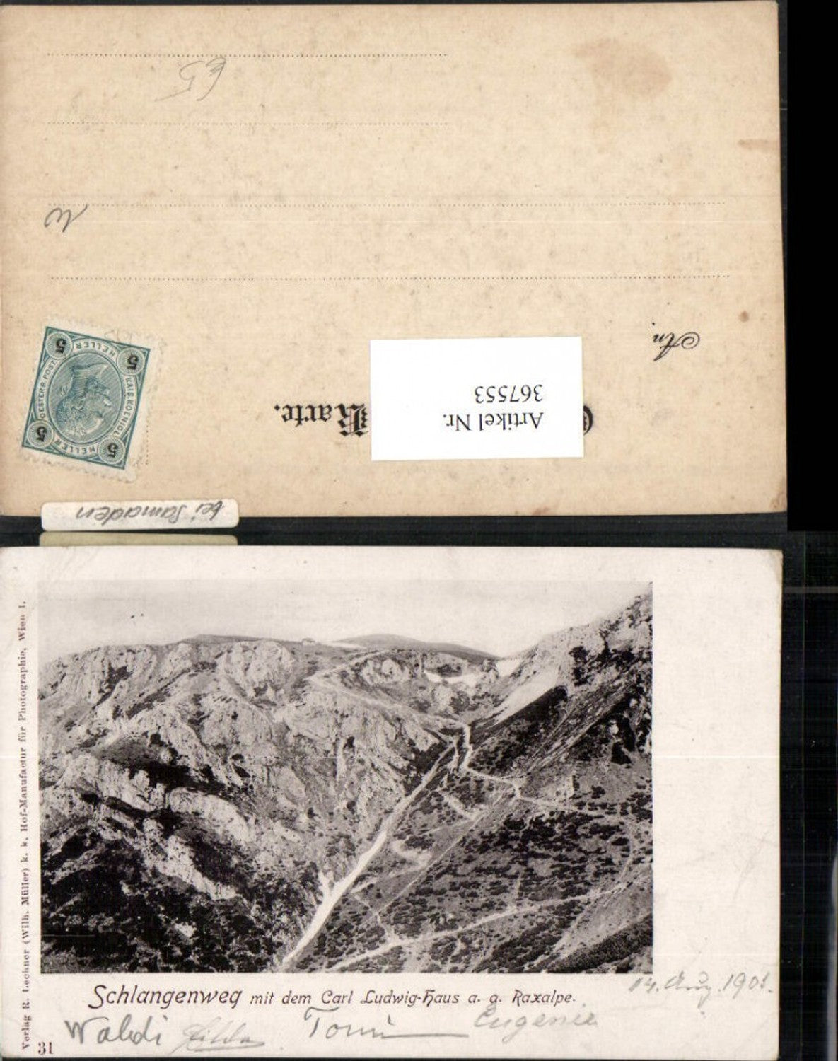 367553,Schlangenweg m. Karl Ludwig-Haus auf d. Raxalpe b. Prein