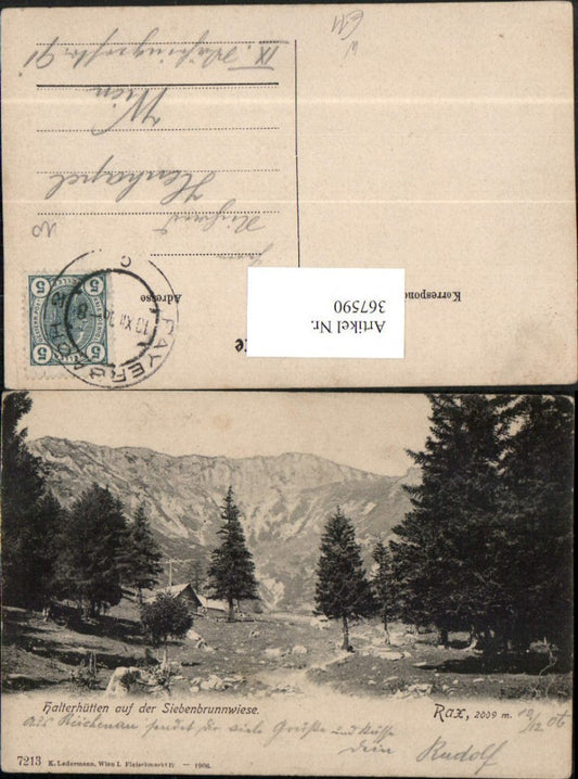 367590,Raxalpe Halterhütten auf d. Siebenbrunnwiese b. Reichenau Bergkulisse