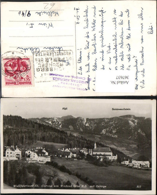 367637,St. Corona am Wechsel Totale m. Gebirge Bergkulisse