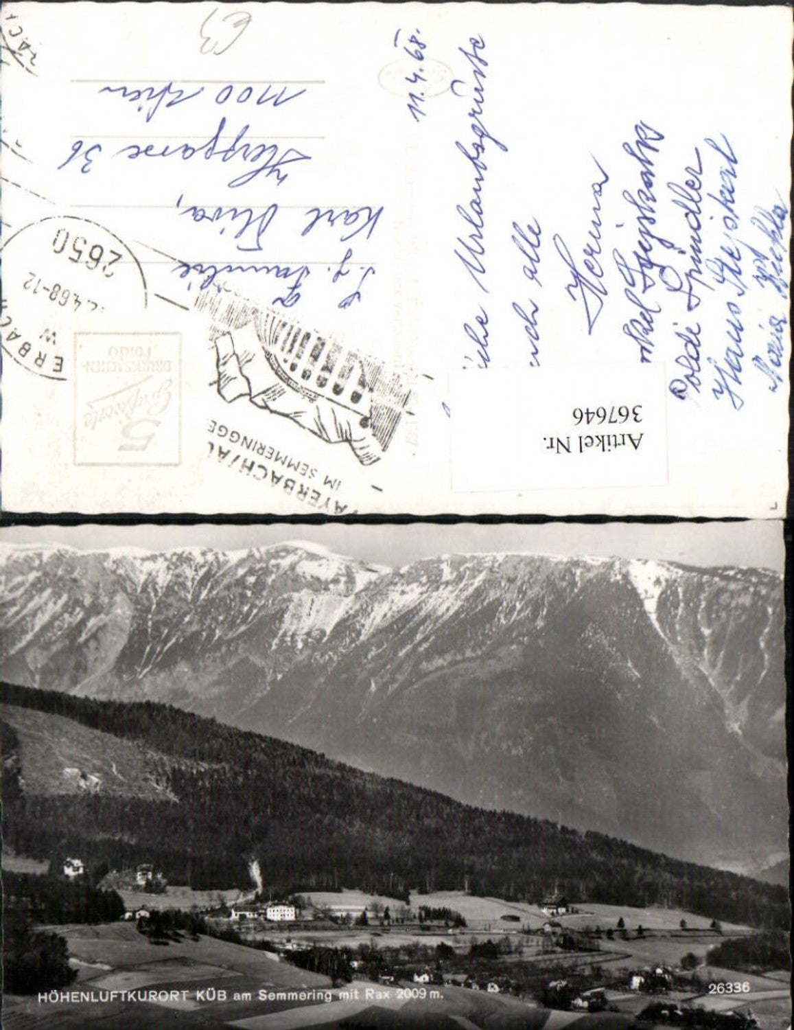 367646,Küb am Semmering Totale geg. Rax Bergkulisse