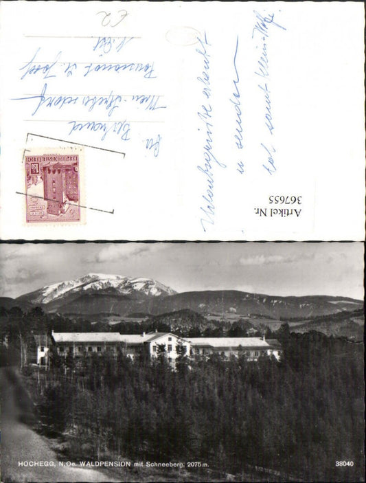 367655,Hochegg b. Grimmenstein Waldpension m. Schneeberg Bergkulisse