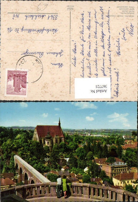 367721,Mödling Teilansicht m. Stadtpfarrkirche Kirche Aquädukt