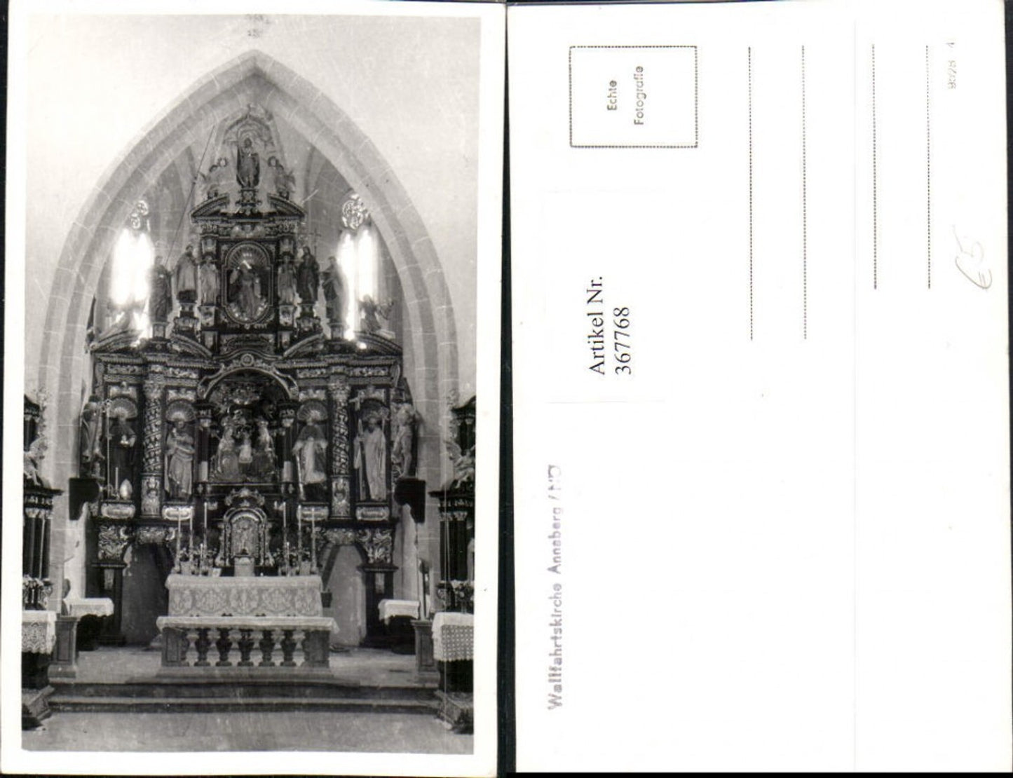 367768,Foto AK Annaberg Wallfahrtskirche Kirche Innenansicht Altar