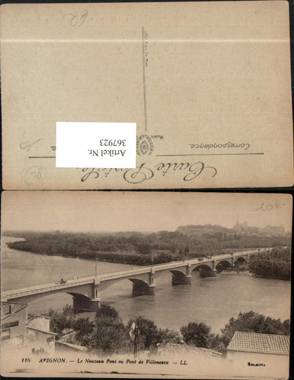 367923,Provence-Alpes-Cote-Azur Vaucluse Avignon Le Nouveau Pont ou Pont de Villeneuve Bridge
