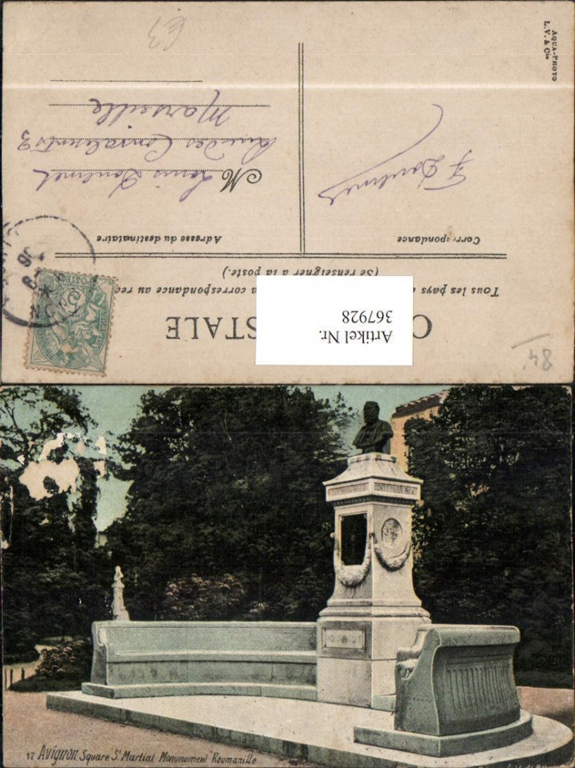 367928,Provence-Alpes-Cote-Azur Vaucluse Avignon Square S. Martial Monument Roumanille Denkmal