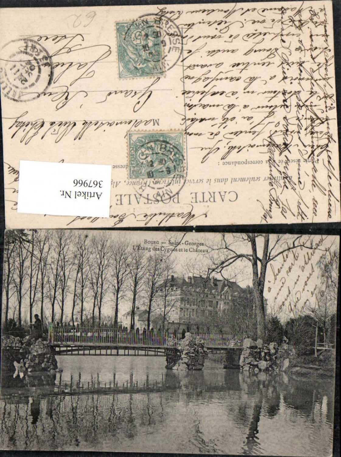 367966,Rhone-Alpes Ain Bourg-en-Bresse Saint-Georges Cygnes et le Chateau Schloss Brücke