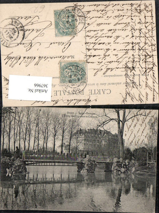 367966,Rhone-Alpes Ain Bourg-en-Bresse Saint-Georges Cygnes et le Chateau Schloss Brücke