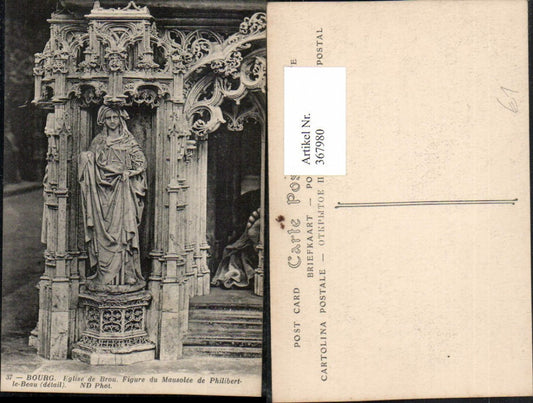 367980,Rhone-Alpes Ain Bourg-en-Bresse Eglise de Brou Figure Mausolee Philibert-le-Beau Statue