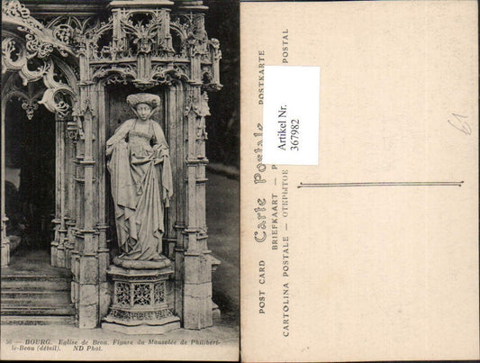 367982,Rhone-Alpes Ain Bourg-en-Bresse Eglise de Brou Figure Mausolee Philibert-le-Beau Statue