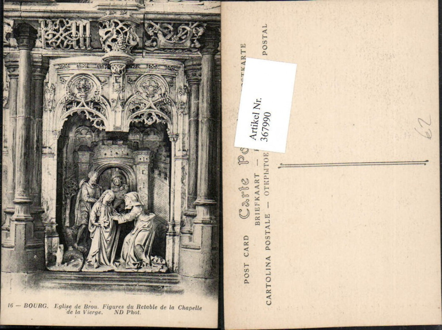 367990,Rhone-Alpes Ain Bourg-en-Bresse Eglise de Brou Figures Retable de la Chapele Vierge