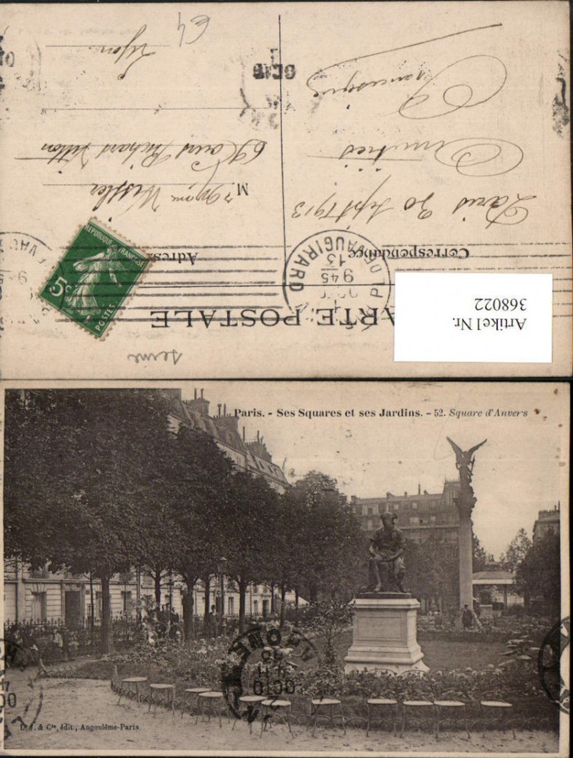 368022,Ile-de-France Paris Ses Squares et ses Jardins Park Denkmal Säule