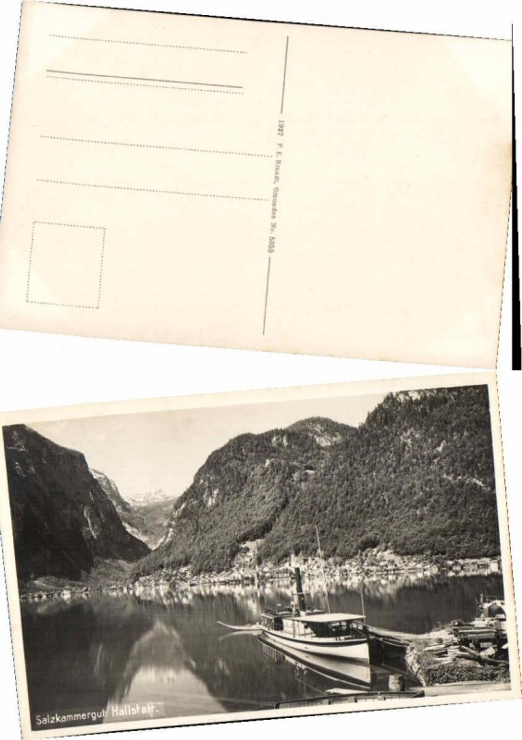 67194,Hallstatt Dampfer Boot am Steg Fotokarte Brandt 5355