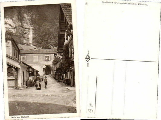 67279,Partie aus Hallstatt Leute im Ort 1925