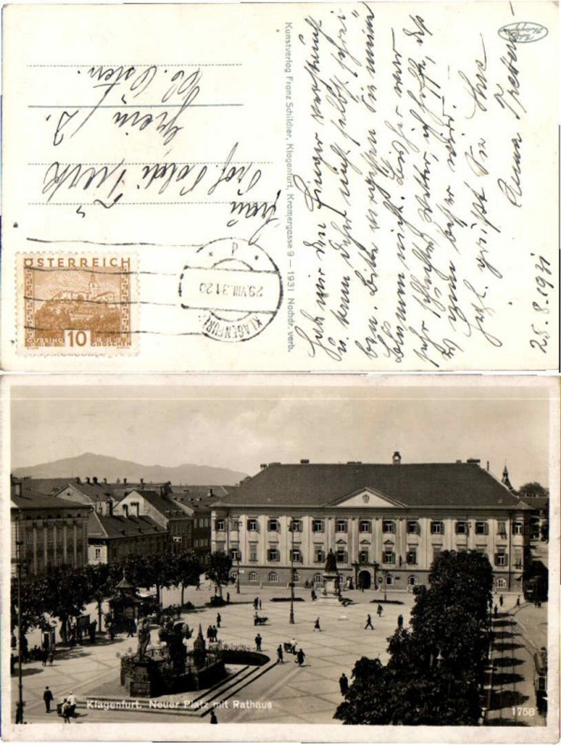 67555,Klagenfurt Neuer Platz mit Rathaus 1931