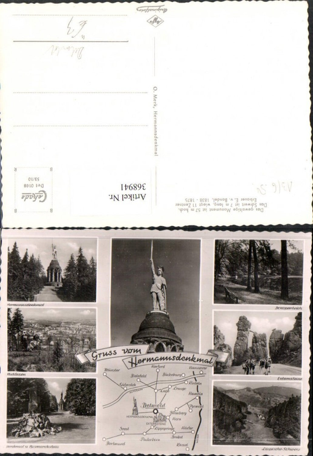 368941,Hermannsdenkmal b. Detmold Statue Externsteine Hiddesen Mehrbildkarte