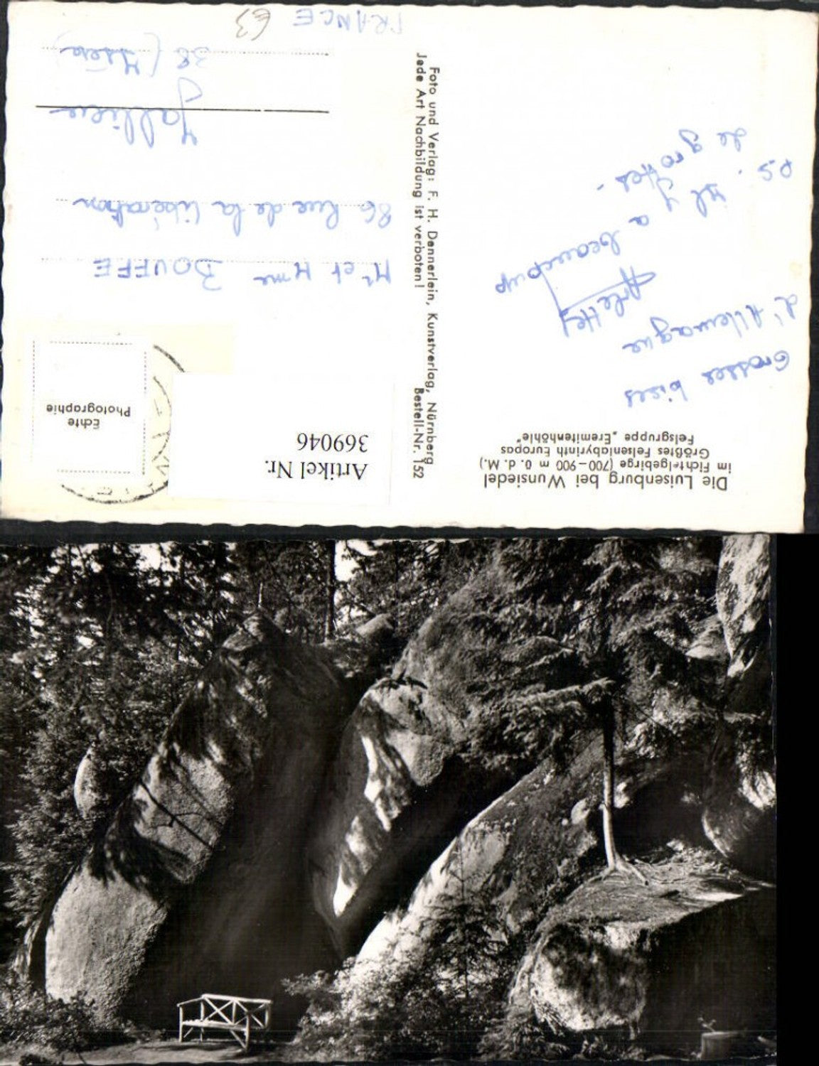 369046,Wunsiedel im Fichtelgebirge Felsgruppe Eremitenhöhle Felsen