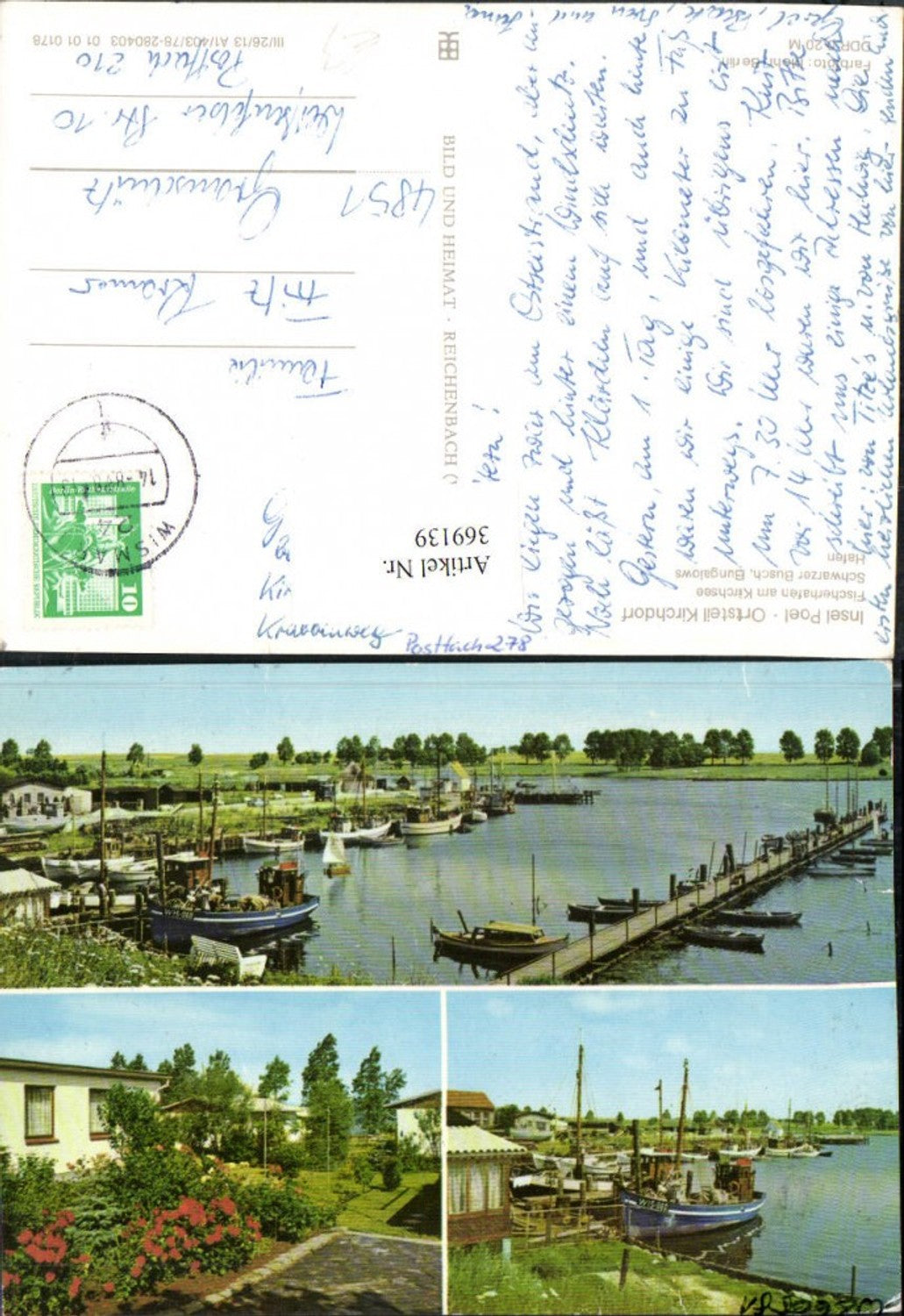 369139,Insel Poel Kirchdorf Fischerhafen Bungalows Hafen Mehrbildkarte
