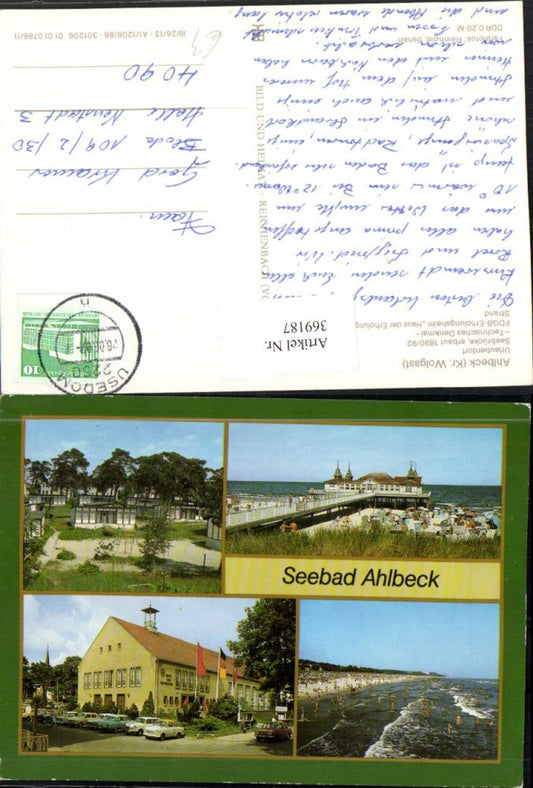 369187, Ahlbeck seaside resort, pier, recreation center, beach, multi-view postcard 