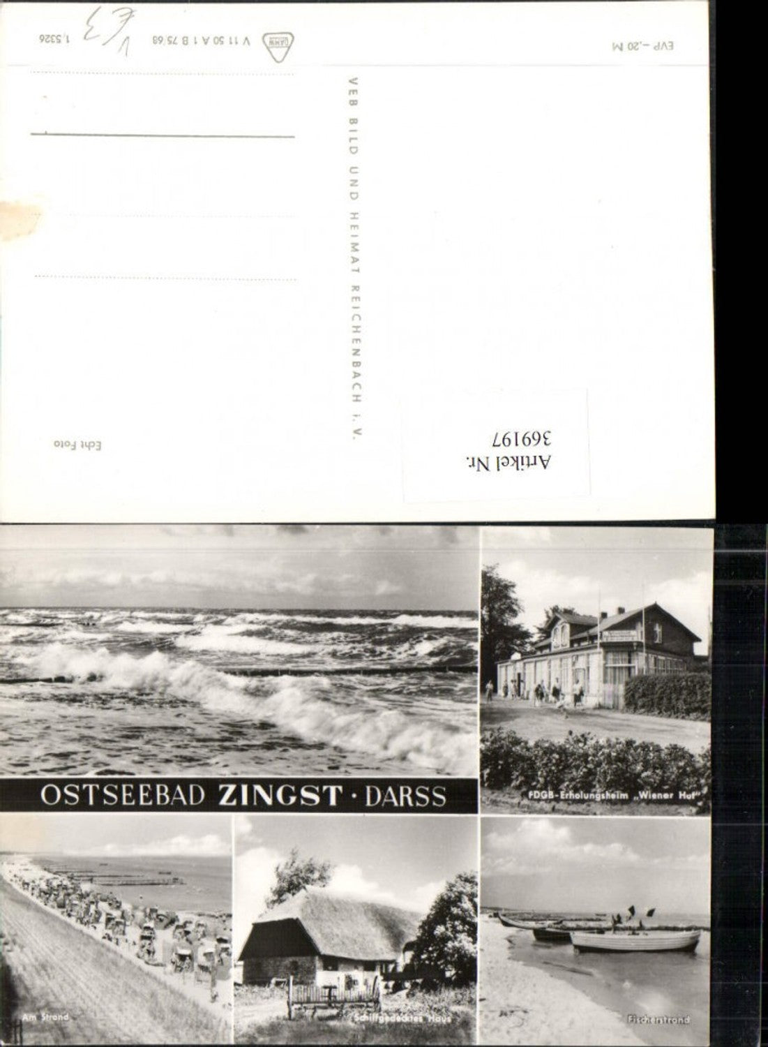 369197,Ostseebad Zingst Darss Strand Fischerstrand Wellen Mehrbildkarte pub VEB