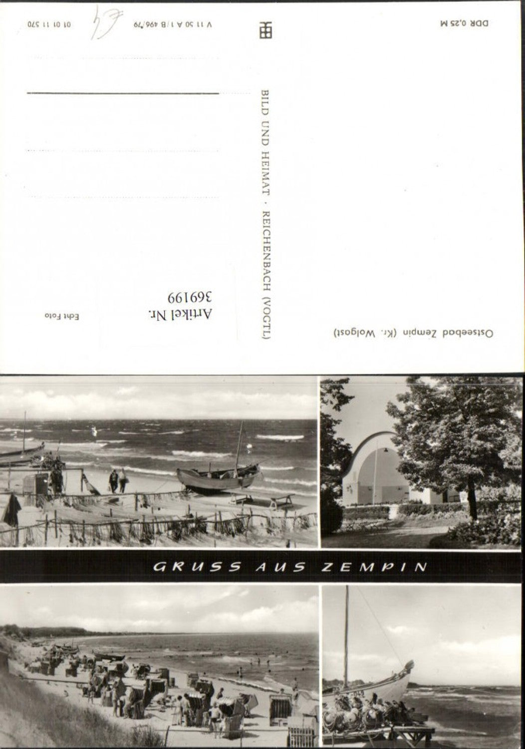 369199, Greetings from Zempin Beach Beach life Boats Multi-image postcard 