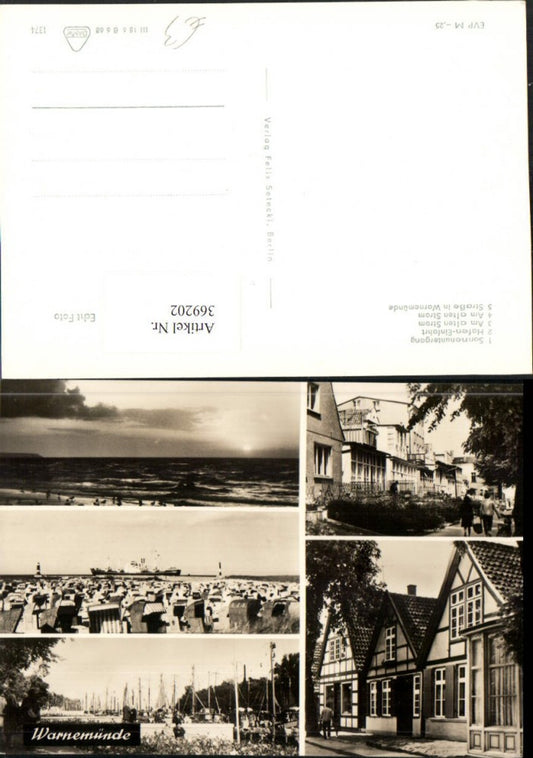 369202,Rostock Warnemünde Strand Strandleben Hafen Mehrbildkarte