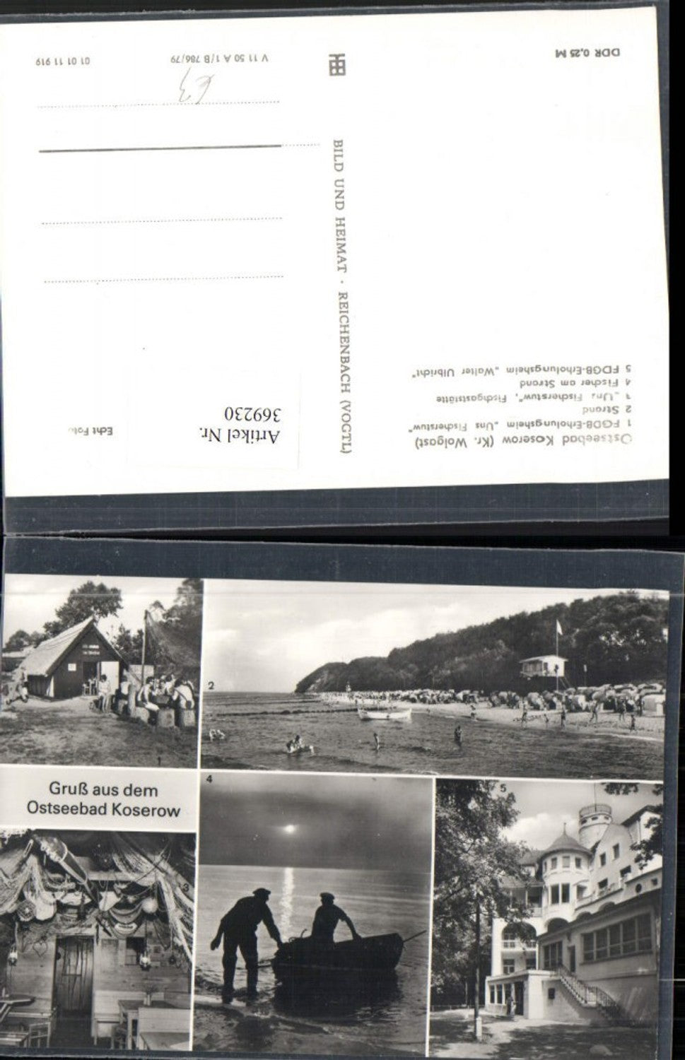 369230,Ostseebad Koserow Strand Strandleben Fischer Erholungsheime Mehrbildkarte