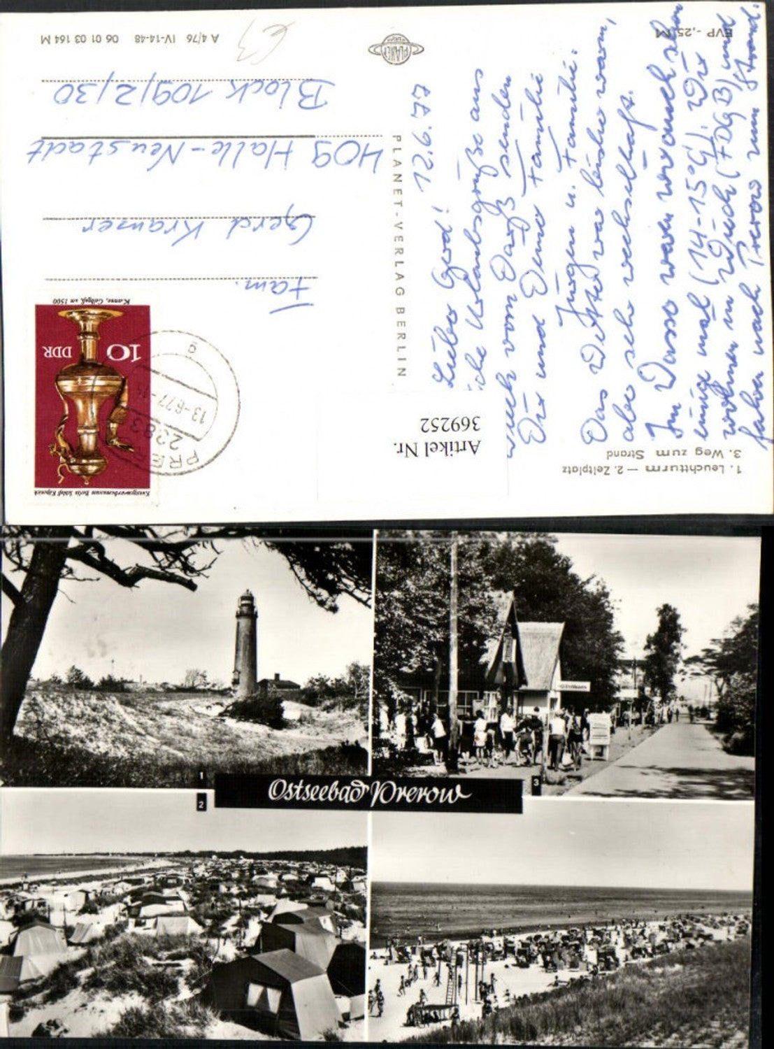 369252,Ostseebad Prerow Strand Strandleben Camping Leuchtturm Mehrbildkarte