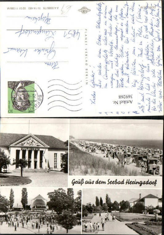369268,Seebad Heringsdorf Strand Strandleben Kulturhaus Musikpavillon Mehrbildkarte