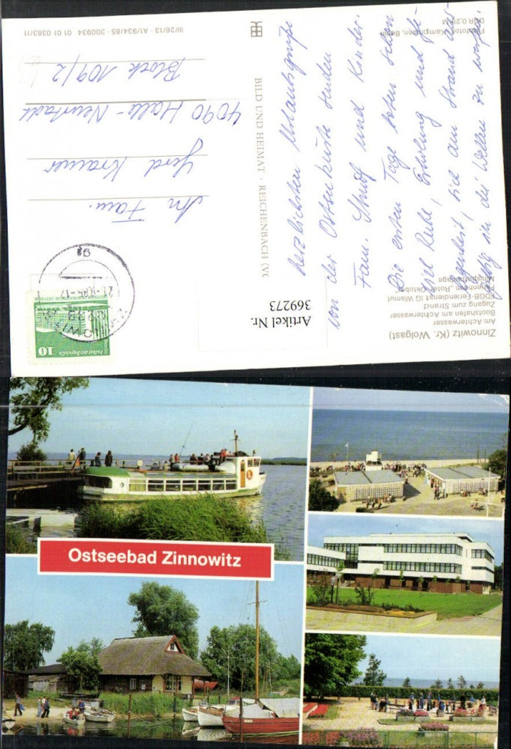 369273,Ostseebad Zinnowitz Achterwasser Bootshafen Ferienheim Mehrbildkarte