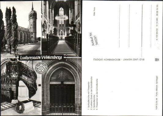 369287,Wittenberg Schlosskirche Kirche Luthers Grab Thesentür Mehrbildkarte