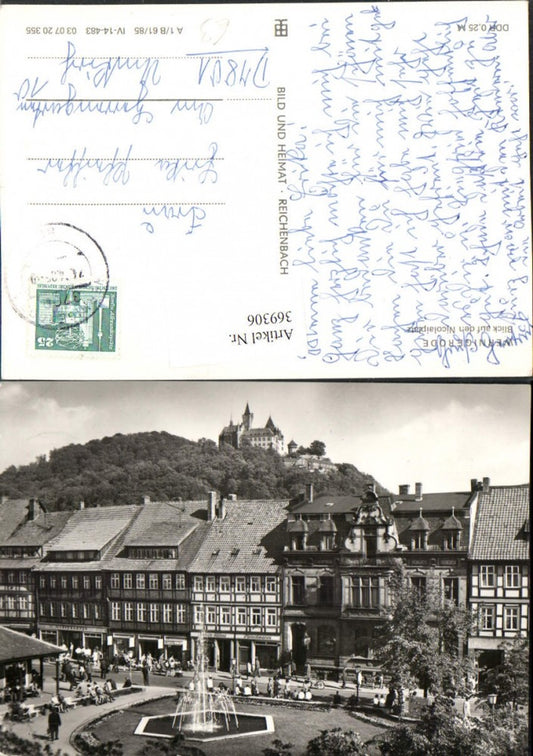 369306,Wernigerode Blick auf den Nicolaiplatz Brunnen m. Schloss