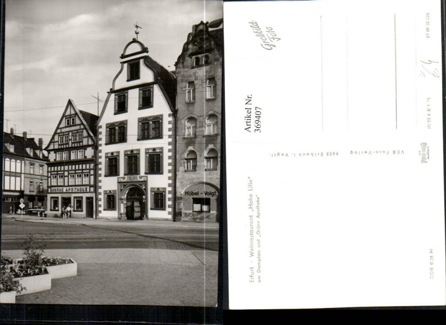 369407, Erfurt Wine Restaurant Hohe Lilie Grüne Apotheke pub VEB