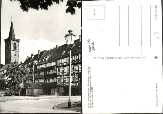 369418, Erfurt Krämerbrücke with half-timbered houses and church tower