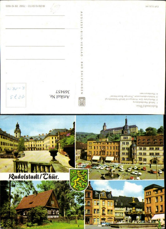 369457,Rudolstadt Schloss Heidecksburg Marktplatz Volkskundemuseum Mehrbildkarte