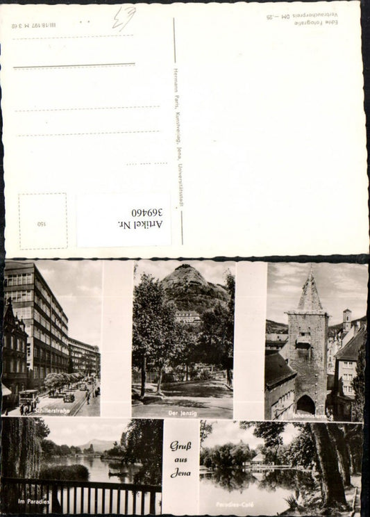 369460, Greetings from Jena, Johannisturm Tower, Schillerstraße, Paradise, multi-view postcard