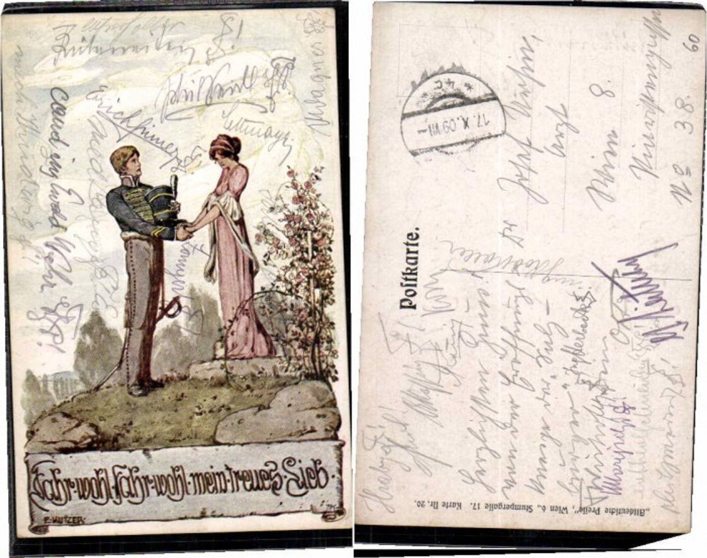 68140,Altdeutsche Presse 20 E. Kutzer sign. Soldat Abschied